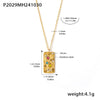 Wholesale 316L Stainless Steel Gold Plated Zircon Pendant Double Layer Necklace Women's Light Luxury Geometric Design Jewelry