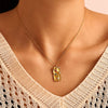 Wholesale 316L Stainless Steel Gold Plated Zircon Pendant Double Layer Necklace Women's Light Luxury Geometric Design Jewelry