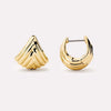 Wholesale Stainless Steel Gold Striped Fanshaped Stud Earrings Electroplated 18K Color Retention Unisex