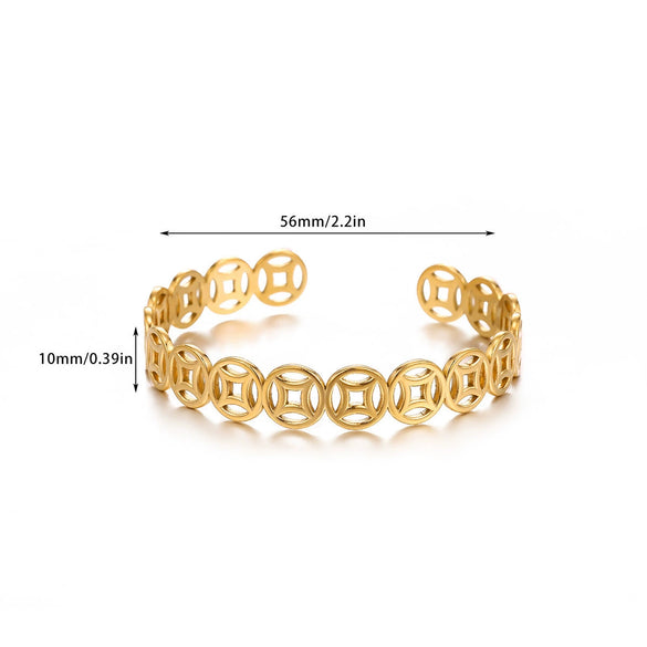 Wholesale Stainless Steel Goldplated Circular Bracelets With Retro Elegance