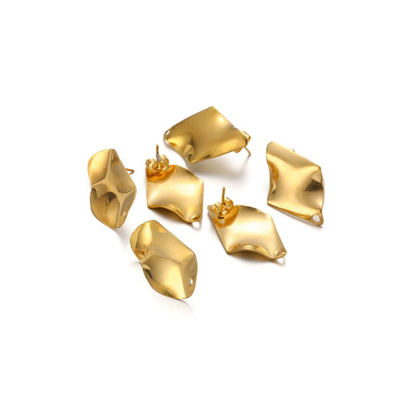 Wholesale Stainless Steel Goldplated Concave Oval Diamond Exaggerated Geometric Earrings Accessories