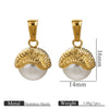 Wholesale Stainless Steel Goldplated Cshaped Imitation Pearl Pendant Jewelry