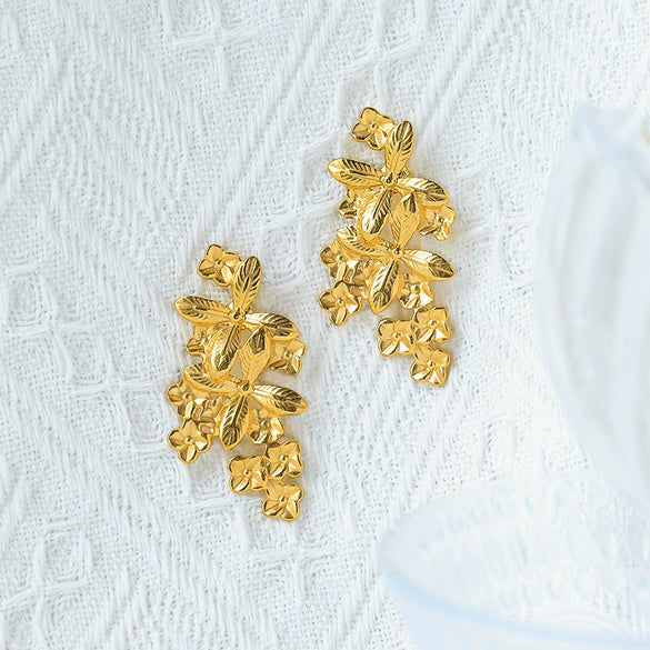Wholesale Stainless Steel Goldplated Flower Earrings For Women