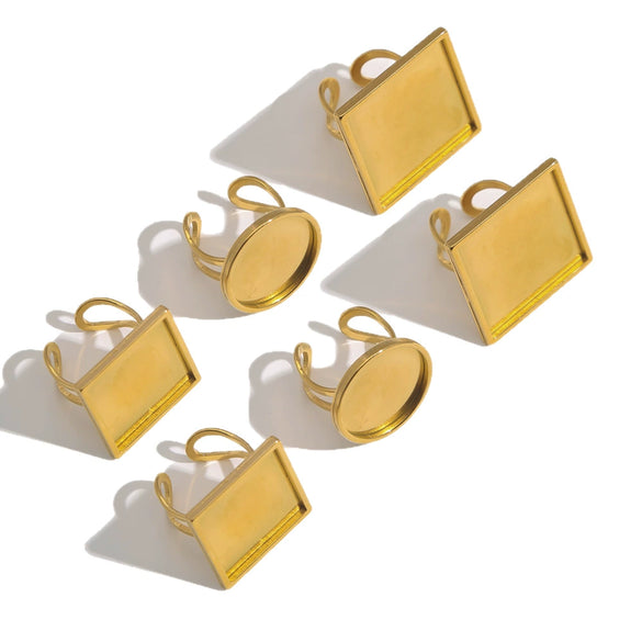 Wholesale Stainless Steel Goldplated Geometric Adjustable Ring Jewelry Accessories