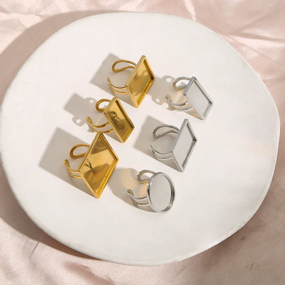Wholesale Stainless Steel Goldplated Geometric Adjustable Ring Jewelry Accessories