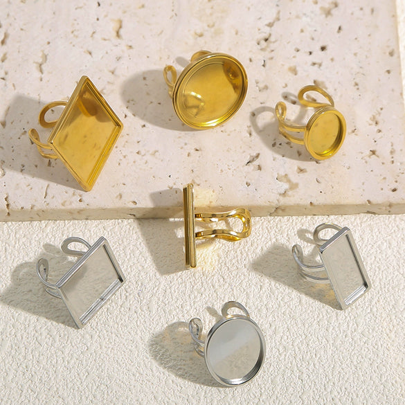 Wholesale Stainless Steel Goldplated Geometric Adjustable Ring Jewelry Accessories