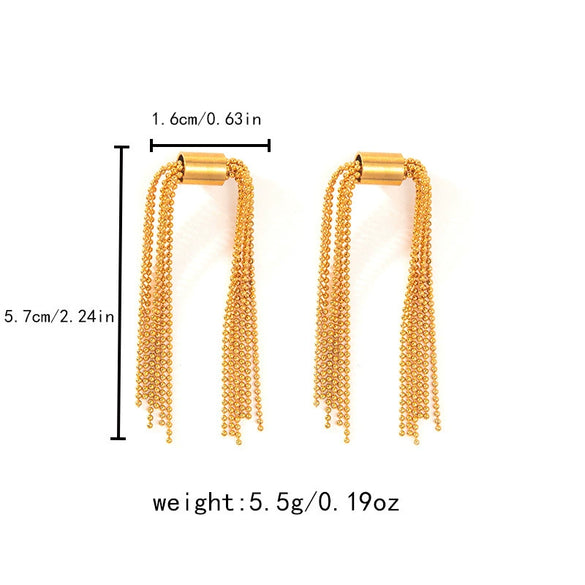 Wholesale Stainless Steel Goldplated Geometric Long Tassel Earrings For Women Fashion Style