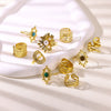 Wholesale Stainless Steel Goldplated Geometric Multilayer Hollow Carved Women's Finger Ring