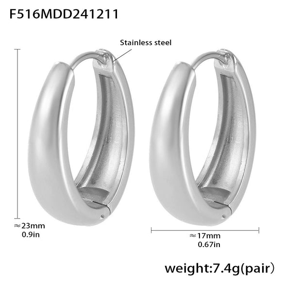 Wholesale Stainless Steel Goldplated Geometric Oval Women's Ring Earrings