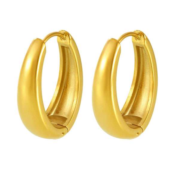Wholesale Stainless Steel Goldplated Geometric Oval Women's Ring Earrings