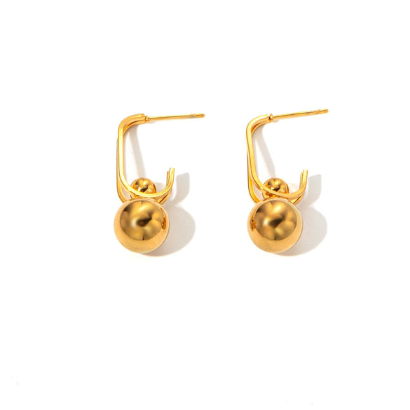 Wholesale Stainless Steel Goldplated Geometric Square Ball Gourd Shape Earrings For Women