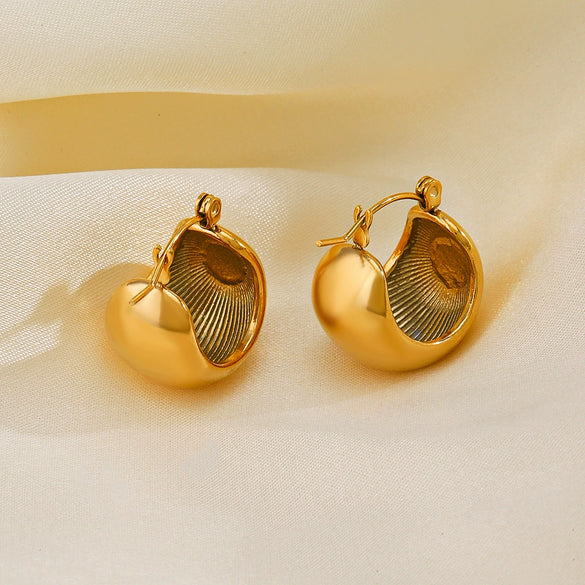 Wholesale Stainless Steel Goldplated Geometric Wide Hoop Earrings For Women