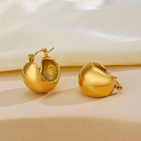Wholesale Stainless Steel Goldplated Geometric Wide Hoop Earrings For Women