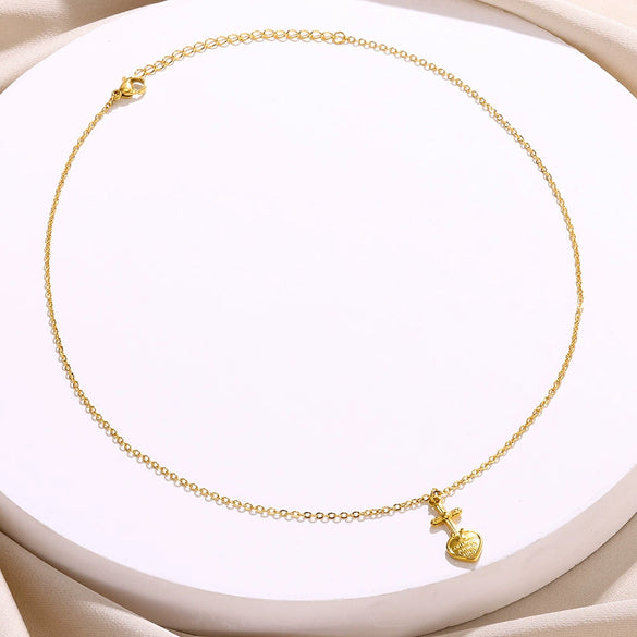 Wholesale Stainless Steel Goldplated Heartshaped Cross Pendant Necklace For Men And Women