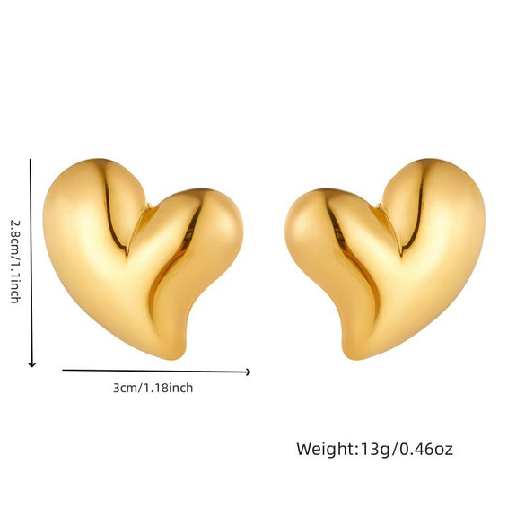 Wholesale Stainless Steel Goldplated Heartshaped Fashion Jewelry Accessories Earrings For Women