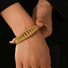 Wholesale 316L Stainless Steel Goldplated Hollow Bracelet With Fishbone Pattern And Geometric Style