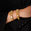 Wholesale 316L Stainless Steel Goldplated Hollow Bracelet With Fishbone Pattern And Geometric Style