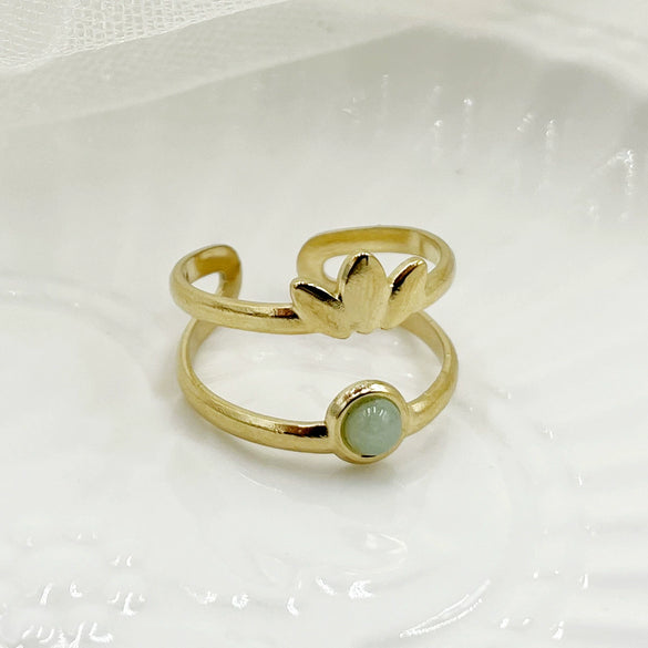 Wholesale Stainless Steel Goldplated Opening Crown Head Oil Drop Ring Jewelry