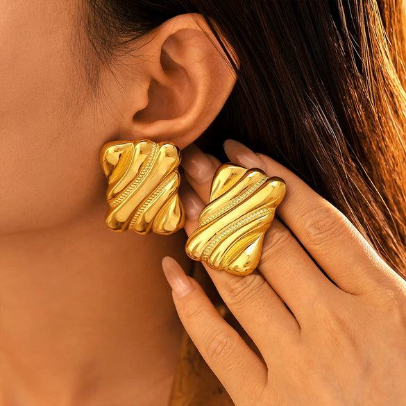 Wholesale Stainless Steel Goldplated Square Geometric Earrings For Women