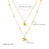 Wholesale Stainless Steel Goldplated Starfish Scallop Pearl Fashionable Necklace With Doublelayer Chain And Electroplating Design