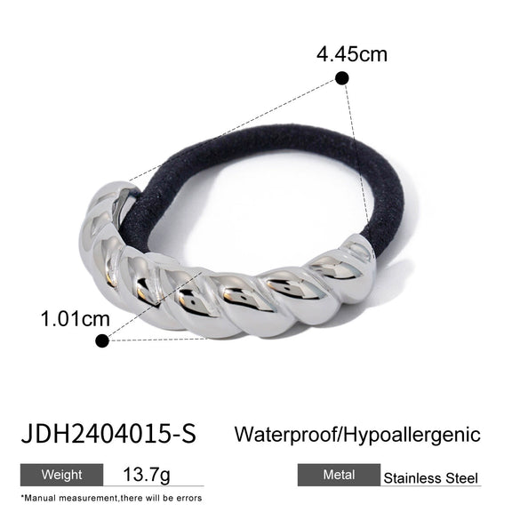 Wholesale Stainless Steel Hair Ring With Smooth U Shaped Black Rubber Band High Elasticity Electroplated