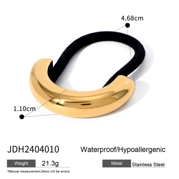 Wholesale Stainless Steel Hair Ring With Smooth U Shaped Black Rubber Band High Elasticity Electroplated