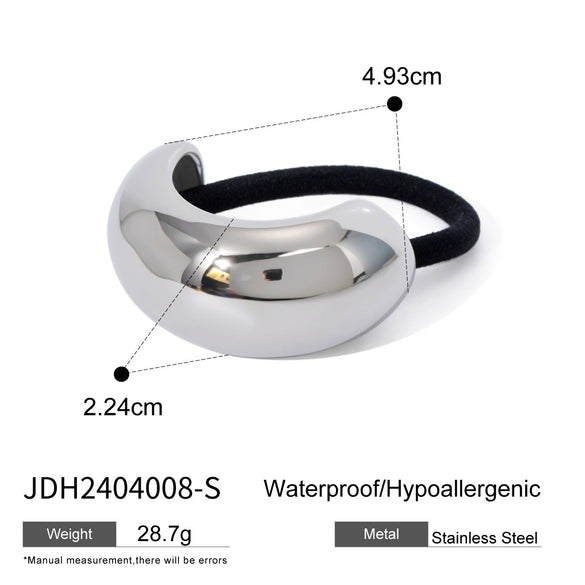 Wholesale Stainless Steel Hair Ring With Smooth U Shaped Black Rubber Band High Elasticity Electroplated