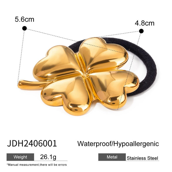 Wholesale Stainless Steel Hair Ring With Smooth U Shaped Black Rubber Band High Elasticity Electroplated