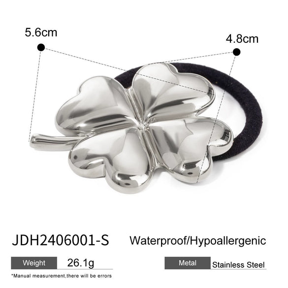 Wholesale Stainless Steel Hair Ring With Smooth U Shaped Black Rubber Band High Elasticity Electroplated