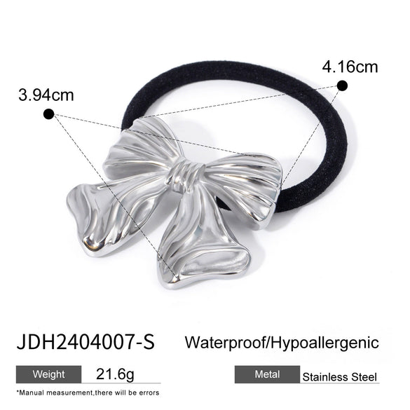 Wholesale Stainless Steel Hair Ring With Smooth U Shaped Black Rubber Band High Elasticity Electroplated