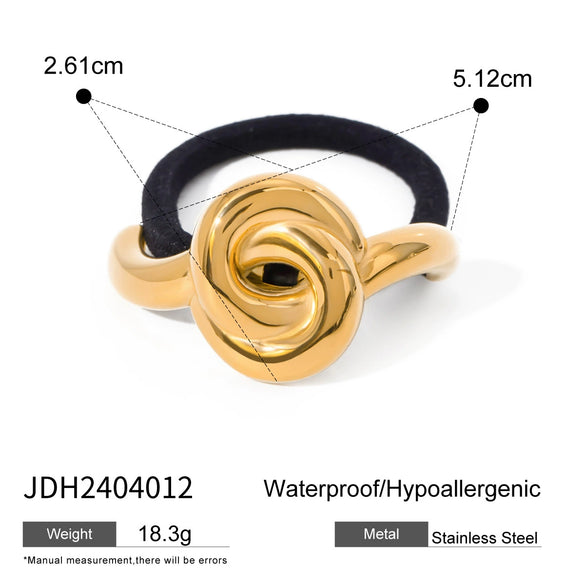 Wholesale Stainless Steel Hair Ring With Smooth U Shaped Black Rubber Band High Elasticity Electroplated