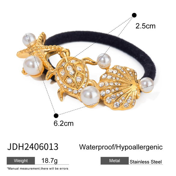 Wholesale Stainless Steel Hair Ring With Smooth U Shaped Black Rubber Band High Elasticity Electroplated