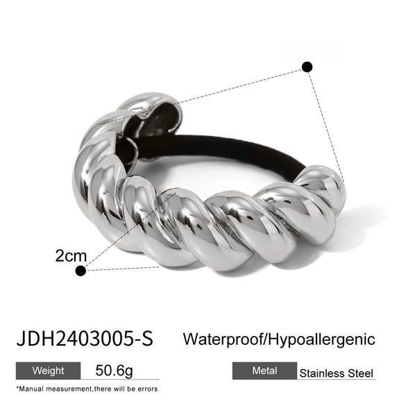 Wholesale Stainless Steel Hair Ring With Smooth U Shaped Black Rubber Band High Elasticity Electroplated