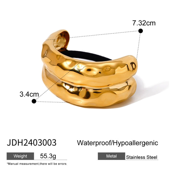 Wholesale Stainless Steel Hair Ring With Smooth U Shaped Black Rubber Band High Elasticity Electroplated