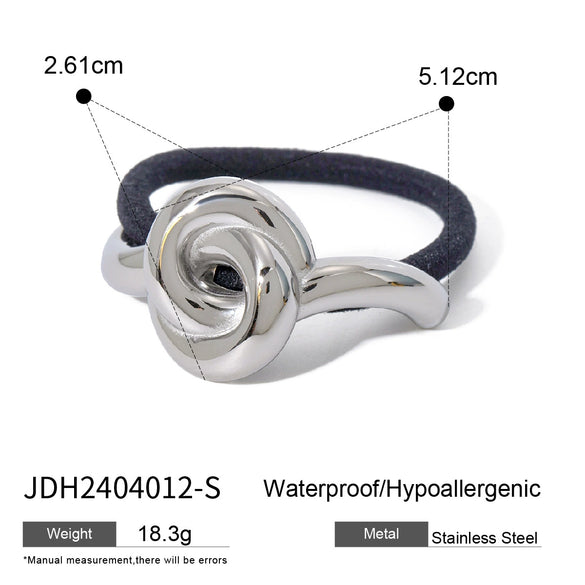 Wholesale Stainless Steel Hair Ring With Smooth U Shaped Black Rubber Band High Elasticity Electroplated