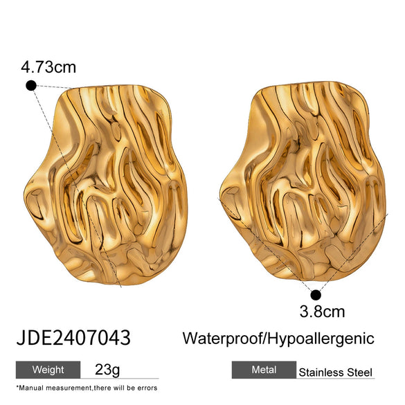 Wholesale Stainless Steel Hammer Earrings With Geometric Design And 18K Gold Electroplating For Women