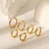 Wholesale Stainless Steel Hammered Earrings With Pvd Furnace Real Gold Electroplating Simple Light Luxury Plain Ring Earrings