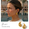 Wholesale Stainless Steel Hammered Electroplated Geometric Water Drop Shape Earrings For Women