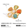 Wholesale Stainless Steel Hammered Flower Cat's Eye Stone Earrings With 18K Gold Electroplating For Women