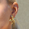 Wholesale Stainless Steel Hammered Leaf Pattern Electroplated Women's Earrings