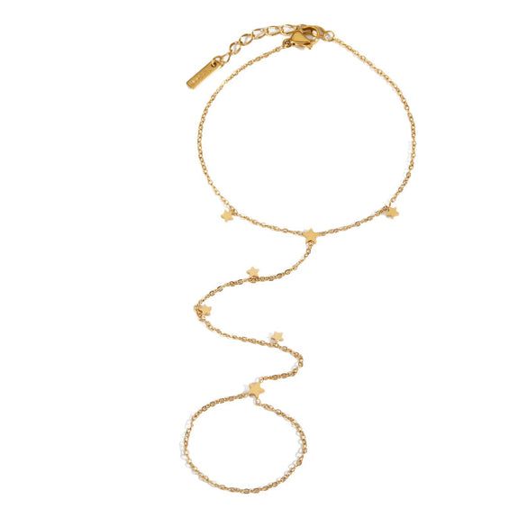 Wholesale Stainless Steel Hand Chain With Simple Style And Fivepointed Star Pattern Electroplated