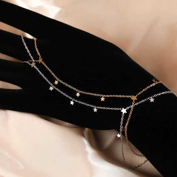 Wholesale Stainless Steel Hand Chain With Simple Style And Fivepointed Star Pattern Electroplated