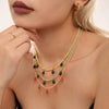 Wholesale 316L Stainless Steel Handmade Beaded Water Drop Opal Light Luxury Geometric Necklace