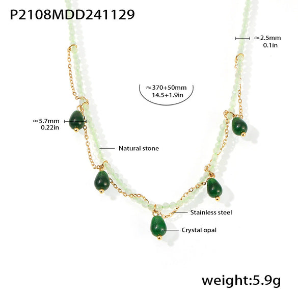 Wholesale Stainless Steel Handmade Geometric Water Drop Cat's Eye Light Luxury Style Necklace