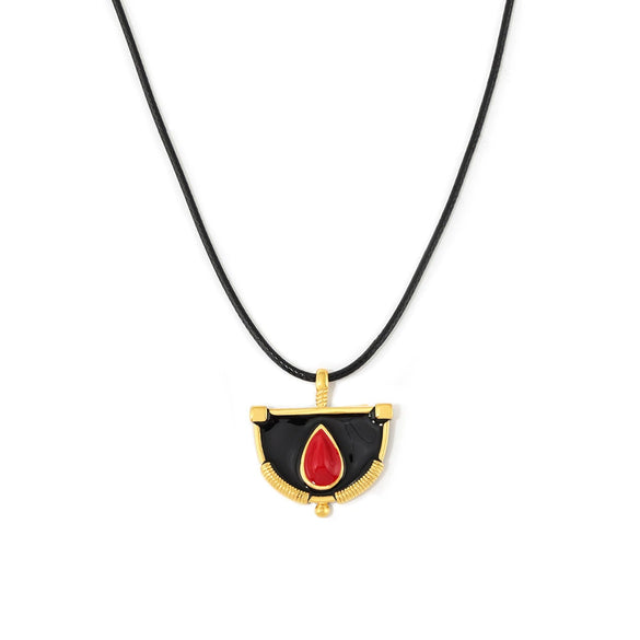 Wholesale Stainless Steel Handwoven Rope Geometric Weight Glaze Pendant Long Necklace For Women