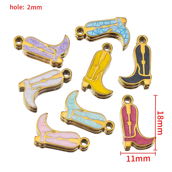 Wholesale Stainless Steel Heart And Boot Charms For Diy Bracelet And Necklace Dripping Oil Style