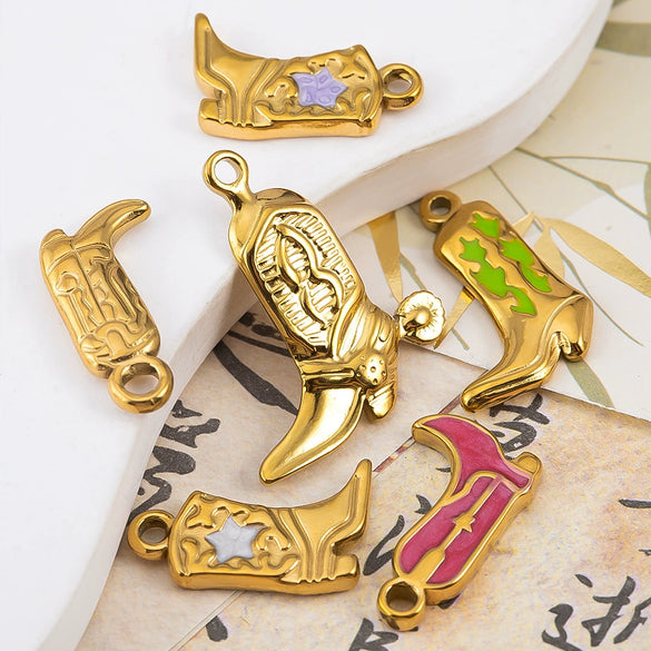 Wholesale Stainless Steel Heart And Boot Charms For Diy Bracelet And Necklace Dripping Oil Style