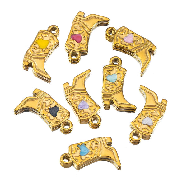 Wholesale Stainless Steel Heart And Boot Charms For Diy Bracelet And Necklace Dripping Oil Style