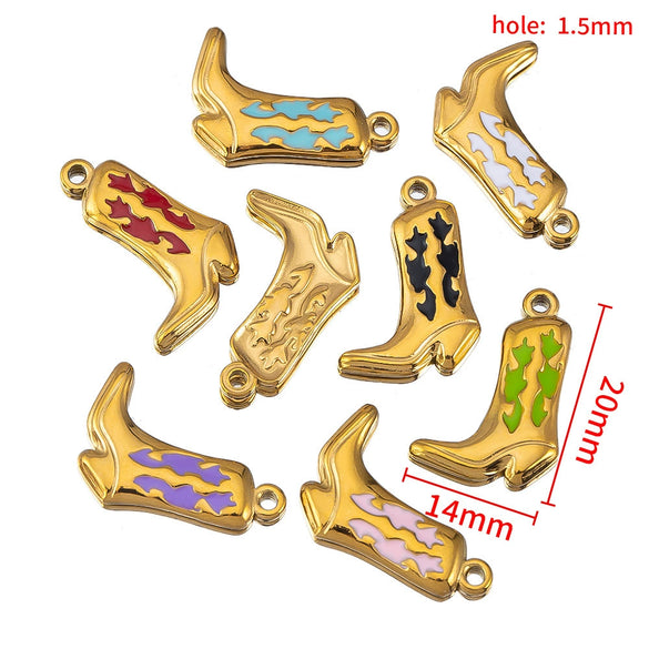 Wholesale Stainless Steel Heart And Boot Charms For Diy Bracelet And Necklace Dripping Oil Style