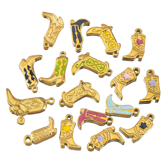 Wholesale Stainless Steel Heart And Boot Charms For Diy Bracelet And Necklace Dripping Oil Style